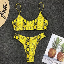 Load image into Gallery viewer, Neon Yellow Green Swimsuit Women Push Up Padded Micro Bikini Summer Beach Bathing Suit Beach Swimwear Women's Scoop Neck Cut Out Front Lace Up Back High Cut One Piece Swimsuit