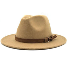 Load image into Gallery viewer, New Adjustable Unisex Wool Fedora Hat Luxury Wide Brim Fedora Floppy Hat Gentleman Elegant Winter Autumn Wide Comfortable Soft Hat Outdoor Wide Brim Hat With Strap