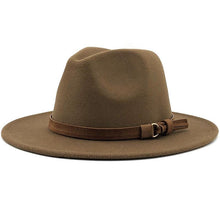 Load image into Gallery viewer, New Adjustable Unisex Wool Fedora Hat Luxury Wide Brim Fedora Floppy Hat Gentleman Elegant Winter Autumn Wide Comfortable Soft Hat Outdoor Wide Brim Hat With Strap