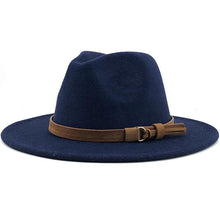 Load image into Gallery viewer, New Adjustable Unisex Wool Fedora Hat Luxury Wide Brim Fedora Floppy Hat Gentleman Elegant Winter Autumn Wide Comfortable Soft Hat Outdoor Wide Brim Hat With Strap