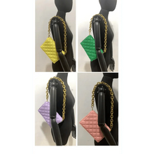 Load image into Gallery viewer, New Adorable Women's Handbag Green Small Flap Shoulder Bag In Thick Metal Chain Women's Clutch Bags Luxury Ladies Shoulder Purse