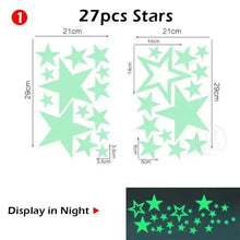 Load image into Gallery viewer, New Amazing Luminous Moon and Stars Wall Stickers for Kids Room Baby Nursery Home Decoration Wall Decals Glow in the Dark Bedroom Ceiling