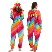 Load image into Gallery viewer, New Animal Pajamas Women Unicorn Sleepwear Panda Pajama Cartoon Overalls Winter Rabbit Nightie Jumpsuit For Winter Girls Unicorn Pajamas Costume Fleece Hooded Animal Sleepwear Christmas Cosplay Unicorn Gift