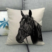 Load image into Gallery viewer, New Animal Pattern Pillow Cover Simple Wind Pillow Set Art Home Decorative Throw Pillow Cover Horse Cotton Linen Cushion for Couch Sofa Bedroom Livingroom Kitchen Car Restoring Ancient Ways Horse Head Decorative Cushion Covers 45x45CM