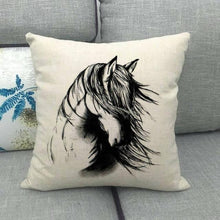 Load image into Gallery viewer, New Animal Pattern Pillow Cover Simple Wind Pillow Set Art Home Decorative Throw Pillow Cover Horse Cotton Linen Cushion for Couch Sofa Bedroom Livingroom Kitchen Car Restoring Ancient Ways Horse Head Decorative Cushion Covers 45x45CM