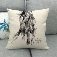 Load image into Gallery viewer, New Animal Pattern Pillow Cover Simple Wind Pillow Set Art Home Decorative Throw Pillow Cover Horse Cotton Linen Cushion for Couch Sofa Bedroom Livingroom Kitchen Car Restoring Ancient Ways Horse Head Decorative Cushion Covers 45x45CM