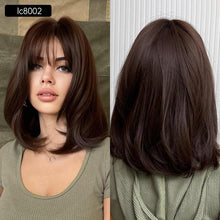 Load image into Gallery viewer, New Arrival Blonde Medium Straight Lolita Bobo Wigs with Bangs Synthetic Wigs For Women Cosplay Daily Heat Resistant Wigs For Black Women Cosplay Wigs For Women