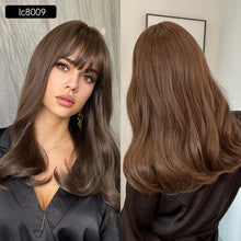Load image into Gallery viewer, New Arrival Blonde Medium Straight Lolita Bobo Wigs with Bangs Synthetic Wigs For Women Cosplay Daily Heat Resistant Wigs For Black Women Cosplay Wigs For Women