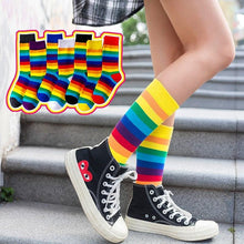 Load image into Gallery viewer, New Arrival Cotton Elasticity Sweat Women Long Sock Candy Colors Rainbow Patterned Sporty Retro Harajuku Casual Socks For Men And Women