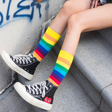 Load image into Gallery viewer, New Arrival Cotton Elasticity Sweat Women Long Sock Candy Colors Rainbow Patterned Sporty Retro Harajuku Casual Socks For Men And Women