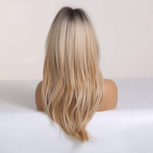 Load image into Gallery viewer, New Arrival Long Straight Wigs Ombre Black Blonde Ash Wig with Bangs Heat Resistant Synthetic Wigs for Women Stylish Wigs For Black Women Cosplay Wigs For Women