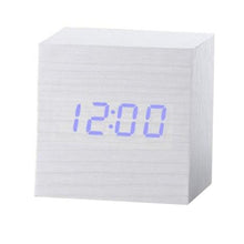 Load image into Gallery viewer, New Arrival Wooden LED Alarm Clocks Temperature Electronic Clock Digital Alarm Clock with Wooden Electronic LED Time Display 3 Dual Plus Alarm Cubic Small Mini Wood Made Electric Sounds Control Digital LED Display Desktop Calendar Table clock