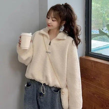 Load image into Gallery viewer, New Autumn Winter Hoodies Women New Imitation Lamb Short Plus Thick Sweatshirt Female Loose Student Jacket Tops Sweatshirt For Men And Women Fleece Sweatshirt Warm Winter Sweatshirt
