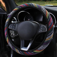 Load image into Gallery viewer, New Baja Blanket Car Steering Wheel Cover Linen Universal Elastic Flax Stripe Cool Interior Car Steering Wheel Cover Ethnic Style Car Accessories Steering Wheel Covers with Cloth for Women Breathable Anti Skid Better Grips Steering Wheel Cover Women