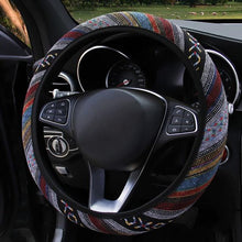 Load image into Gallery viewer, New Baja Blanket Car Steering Wheel Cover Linen Universal Elastic Flax Stripe Cool Interior Car Steering Wheel Cover Ethnic Style Car Accessories Steering Wheel Covers with Cloth for Women Breathable Anti Skid Better Grips Steering Wheel Cover Women