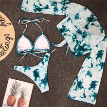 Load image into Gallery viewer, New Bikini Bikini Swimsuit For Women 3 Pieces Set Knot Front Off Shoulder Cover Up with Halter Bikini Sets Bathing Suit Women Swimwear Female Swimsuit Three-pieces Bikini set Halter Bather Bathing Suit Swim Beach Lady