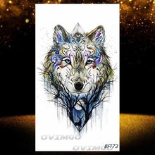 Load image into Gallery viewer, New Black Wolf Forest Sticker Tattoos Temporary Tree Fierce Animal Body Tattoo Luxury Design Custom Tatoos For Mens