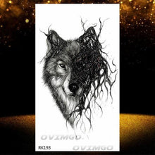 Load image into Gallery viewer, New Black Wolf Forest Sticker Tattoos Temporary Tree Fierce Animal Body Tattoo Luxury Design Custom Tatoos For Mens