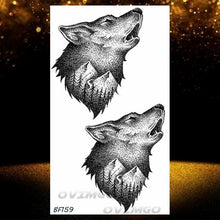 Load image into Gallery viewer, New Black Wolf Forest Sticker Tattoos Temporary Tree Fierce Animal Body Tattoo Luxury Design Custom Tatoos For Mens