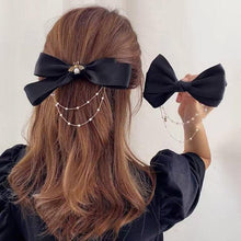 Load image into Gallery viewer, New Bow Pearls Chain Barrettes Hairpins For Women Rhinestone Spring Hair Clips Ribbon Headband Ponytail Headdress Wedding Hair Accessories for Brides and Bridesmaids