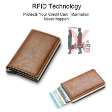 Load image into Gallery viewer, New Carbon Fiber Card Holder Wallets Luxury Men Black Magic Leather Cool Slim Mini Wallet Small Money Bag Male Purses Magnet Closure Wallet