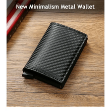 Load image into Gallery viewer, New Carbon Fiber Card Holder Wallets Luxury Men Black Magic Leather Cool Slim Mini Wallet Small Money Bag Male Purses Magnet Closure Wallet