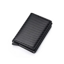 Load image into Gallery viewer, New Carbon Fiber Card Holder Wallets Luxury Men Black Magic Leather Cool Slim Mini Wallet Small Money Bag Male Purses Magnet Closure Wallet