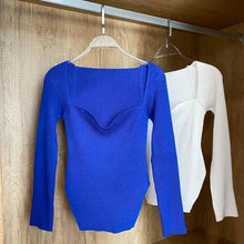 Load image into Gallery viewer, New Casual And Trendy Square Collar Long Sleeve Woman's Sweaters Knitted Pullover Spring Autumn Sweater Winter Tops For Women Black And White Jumper