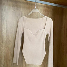 Load image into Gallery viewer, New Casual And Trendy Square Collar Long Sleeve Woman's Sweaters Knitted Pullover Spring Autumn Sweater Winter Tops For Women Black And White Jumper