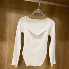 Load image into Gallery viewer, New Casual And Trendy Square Collar Long Sleeve Woman's Sweaters Knitted Pullover Spring Autumn Sweater Winter Tops For Women Black And White Jumper