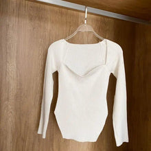 Load image into Gallery viewer, New Casual And Trendy Square Collar Long Sleeve Woman's Sweaters Knitted Pullover Spring Autumn Sweater Winter Tops For Women Black And White Jumper