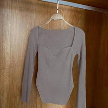 Load image into Gallery viewer, New Casual And Trendy Square Collar Long Sleeve Woman's Sweaters Knitted Pullover Spring Autumn Sweater Winter Tops For Women Black And White Jumper
