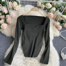 Load image into Gallery viewer, New Casual And Trendy Square Collar Long Sleeve Woman's Sweaters Knitted Pullover Spring Autumn Sweater Winter Tops For Women Black And White Jumper