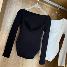 Load image into Gallery viewer, New Casual And Trendy Square Collar Long Sleeve Woman's Sweaters Knitted Pullover Spring Autumn Sweater Winter Tops For Women Black And White Jumper
