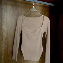 Load image into Gallery viewer, New Casual And Trendy Square Collar Long Sleeve Woman's Sweaters Knitted Pullover Spring Autumn Sweater Winter Tops For Women Black And White Jumper