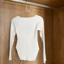 Load image into Gallery viewer, New Casual And Trendy Square Collar Long Sleeve Woman's Sweaters Knitted Pullover Spring Autumn Sweater Winter Tops For Women Black And White Jumper