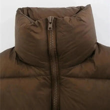 Load image into Gallery viewer, New Chic Lady Fashionable Women's Casual High Collar In Coffee Color Short Outwear Zippers Sleeveless Jackets Vest