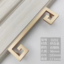 Load image into Gallery viewer, New Chinese Golden Cupboard Door Drawer Concealed Buckle Handle Wardrobe Zinc Alloy Hardware Handle Kitchen Cupboard Hardware Modern Style Furniture Door Pulls