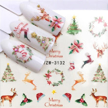 Load image into Gallery viewer, New Christmas Water Decal Nail Art Nail sticker New Year Slider Tattoo Full Cover Santa Claus Snowman Designs Xmas Decals 3D Wave Design Decoration for Women Girls Tape Nail Art Stickers Decal Decoration Nail Art Accessories Decoration Decal