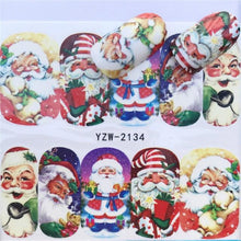 Load image into Gallery viewer, New Christmas Water Decal Nail Art Nail sticker New Year Slider Tattoo Full Cover Santa Claus Snowman Designs Xmas Decals 3D Wave Design Decoration for Women Girls Tape Nail Art Stickers Decal Decoration Nail Art Accessories Decoration Decal