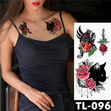Load image into Gallery viewer, New Colorful And Black Womens Tattoo Temporary Flower Waterproof Elegant Modern Tattoo Realistic Design