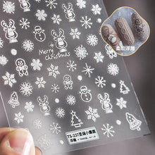 Load image into Gallery viewer, New Craft Nail Stickers Japanese 5d Nails Sticker Three-dimensional Snowflake Nail art Stickers Decals Decoration Decals Snowflakes Elk Bear Christmas Xmas Stickers Snowflakes Nail Water Decals Christmas White Snow Transfer Sticker Decoration Slider