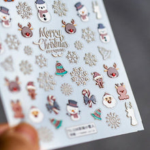 Load image into Gallery viewer, New Craft Nail Stickers Japanese 5d Nails Sticker Three-dimensional Snowflake Nail art Stickers Decals Decoration Decals Snowflakes Elk Bear Christmas Xmas Stickers Snowflakes Nail Water Decals Christmas White Snow Transfer Sticker Decoration Slider