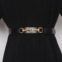 Load image into Gallery viewer, Simple Black Plain Leather Belt For Women Classic Thin Skinny Waistbands Casual Women Dress Belts