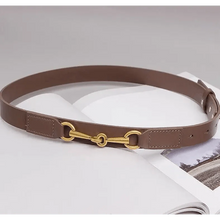 Load image into Gallery viewer, Simple Black Plain Leather Belt For Women Classic Thin Skinny Waistbands Casual Women Dress Belts