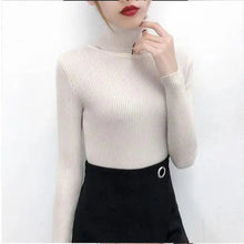 Load image into Gallery viewer, New Elegance Autumn/Winter Knitted Jumper Tops Turtleneck Pullovers Casual Sweaters Women Shirt Long Sleeve Tight Sweater Girls