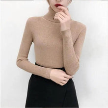 Load image into Gallery viewer, New Elegance Autumn/Winter Knitted Jumper Tops Turtleneck Pullovers Casual Sweaters Women Shirt Long Sleeve Tight Sweater Girls
