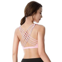 Load image into Gallery viewer, New Elegance Fitness Sports Bra for Women Push Up Wirefree Padded Crisscross Strappy Running Gym Training Workout Yoga Underwear Crop Tops