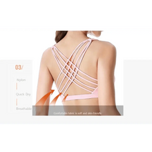Load image into Gallery viewer, New Elegance Fitness Sports Bra for Women Push Up Wirefree Padded Crisscross Strappy Running Gym Training Workout Yoga Underwear Crop Tops