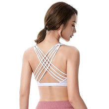 Load image into Gallery viewer, New Elegance Fitness Sports Bra for Women Push Up Wirefree Padded Crisscross Strappy Running Gym Training Workout Yoga Underwear Crop Tops
